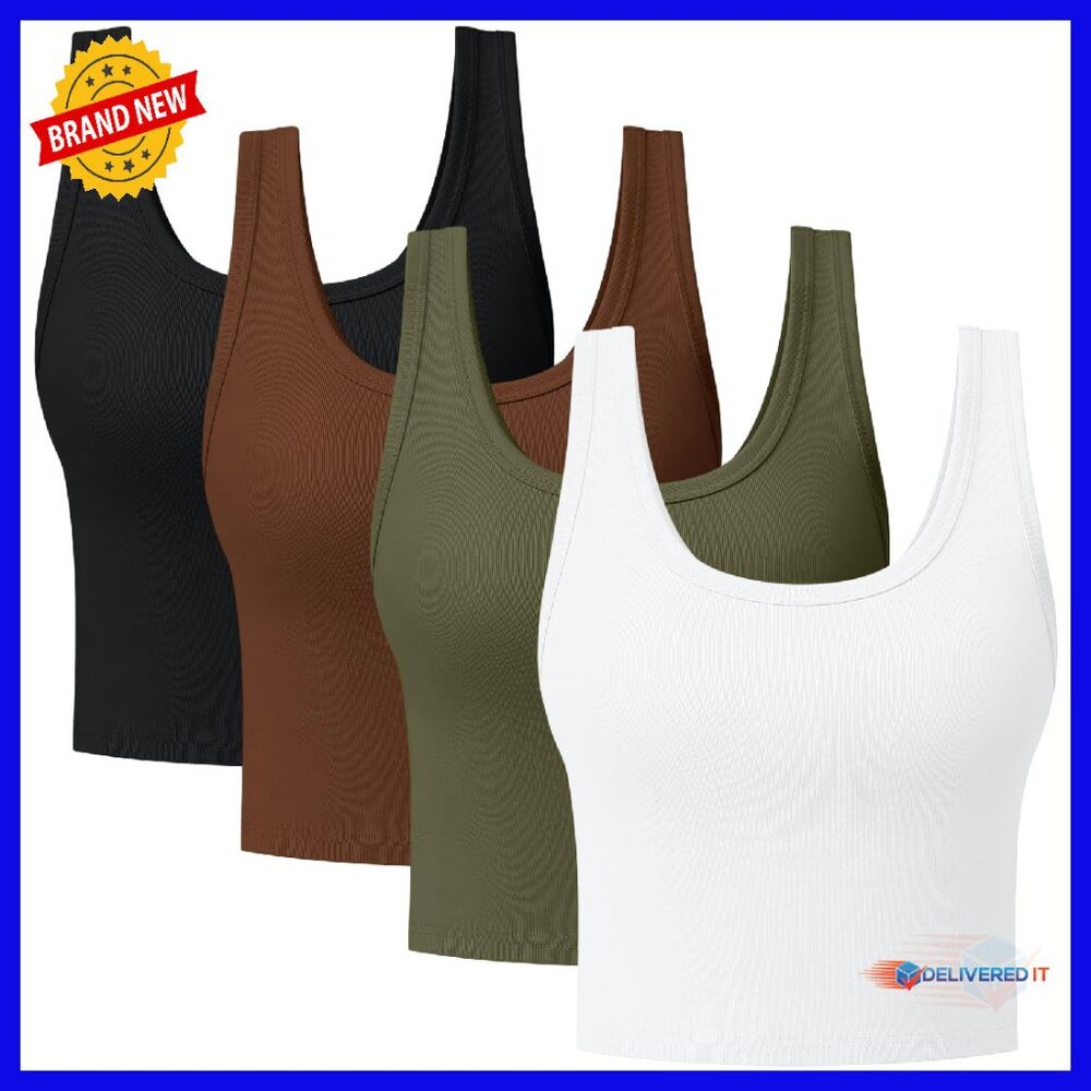 Cotton Spandex Scoop Neck Crop Top Pack - Yoga Workout Essential